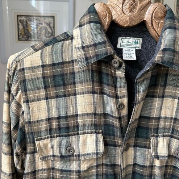 L.L. Bean Fleece Lined Plaid Flannel Button Shirt S - Picture 2 of 5